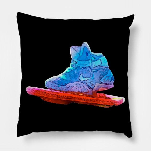 Back To The Future 2015 Hoverboard Vibrant Watercolors Pillow by Nonconformist