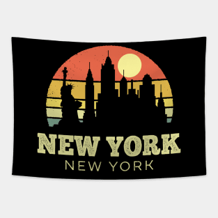 New York New York Vintage Sunset Tapestry