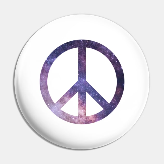 Galaxy Peace Sign Symbol Hippie Art Pin by FlashMac