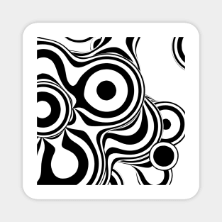 Abstract Circles Art black and white Magnet