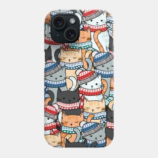 Cats in Winter Scarves & Hats Pattern Phone Case