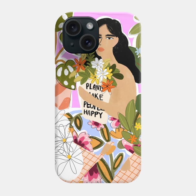 Plants Make People Happy Phone Case by aljahorvat