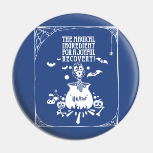 colon cancer Awareness blue ribbon Humor the magical ingredient for a joyful recovery Halloween Pin