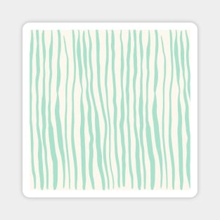 Vertical retro wavy lines - pastel turquoise Magnet