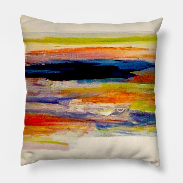 modern abstract painting rainbow Pillow by Le Ma9