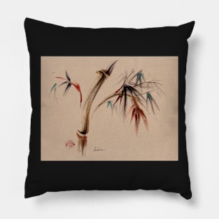 Harvest - sumie zen bamboo mixed media wash painting Pillow