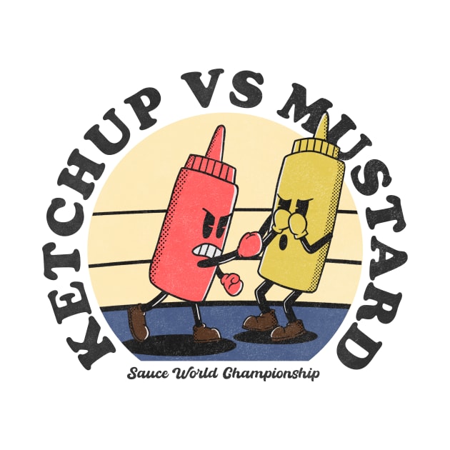 Ketchup vs Mustard by Vintage Prints