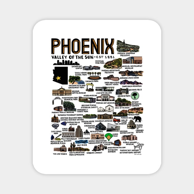 Phoenix Map Magnet by fiberandgloss