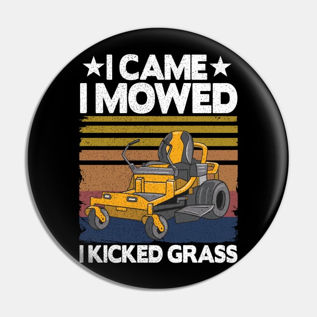 Funny Vintage Lawn Mowing Riding Mowers Dad Gift Pin by Kuehni