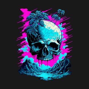 Synthwave Skull Island T-Shirt