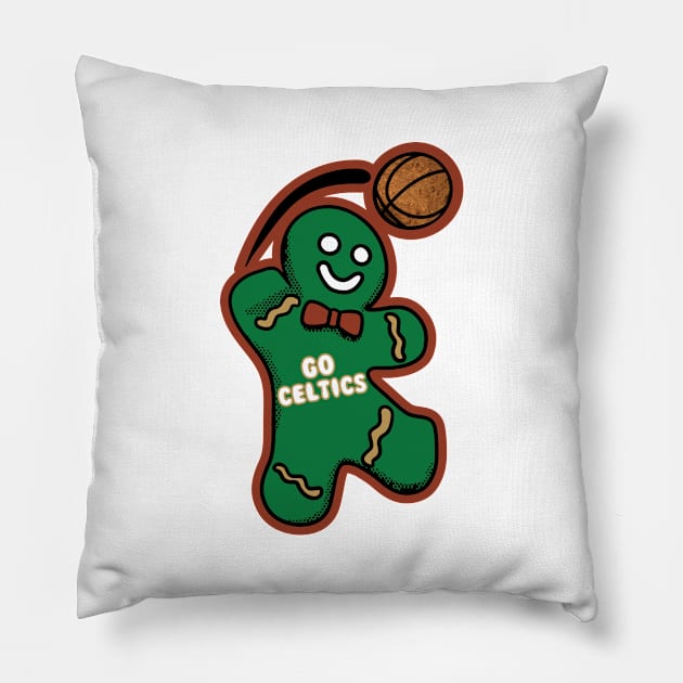 Boston Celtics Gingerbread Man Pillow by Rad Love