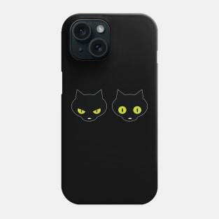 Two black cats with green eyes Phone Case