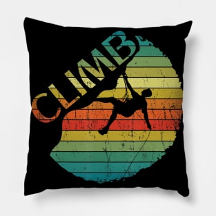 Retro Vintage Rock Climbing T Shirt Mountain Climber gift Pillow