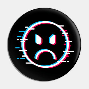 Glitch Face Angry Pin