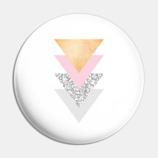 Geometric Triangles - Gold Pink and Marble Pin