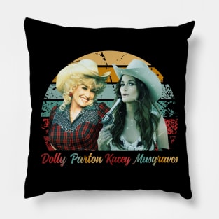 Dolly and Kacey Retro Country Pillow