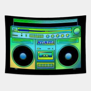 Green and Gold Eighties Boombox Tapestry