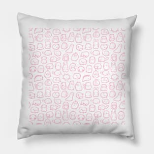 Mini Animals Pattern in Pastel Pink Pillow