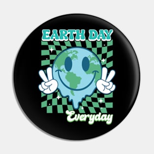 Earth Day Everyday Smile Face Hippie 54th Earth Day Anniversary Pin