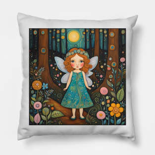 Toddler as a fairy in the woods Pillow