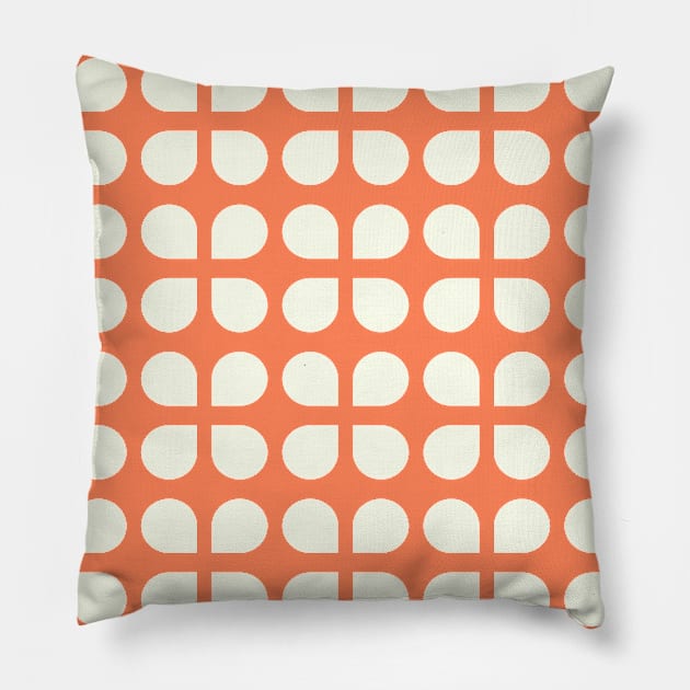 Geometric Floral Shape Pattern in Orange Pillow by ApricotBirch