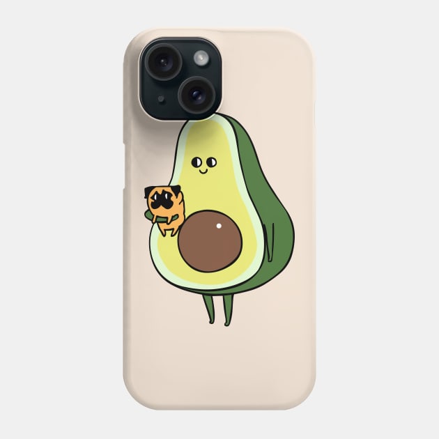 Avocado with Pug Phone Case by huebucket