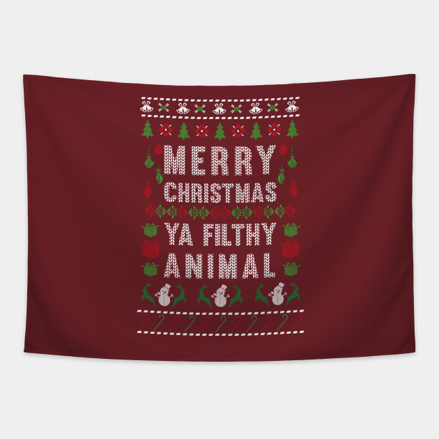 Merry Christmas Ya Filthy Animal Christmas Sweater Tapisserie Teepublic Fr