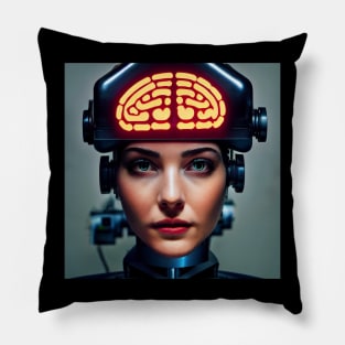 Android girl with a helmet device - V3 Pillow