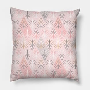 Geometric Feathers, Trees and Rivers on Pink Pillow