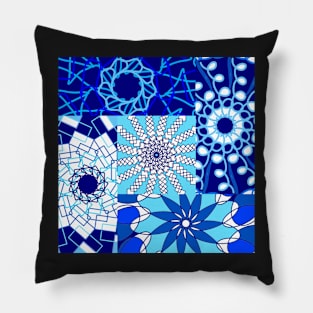 Collage of blue ornaments Pillow