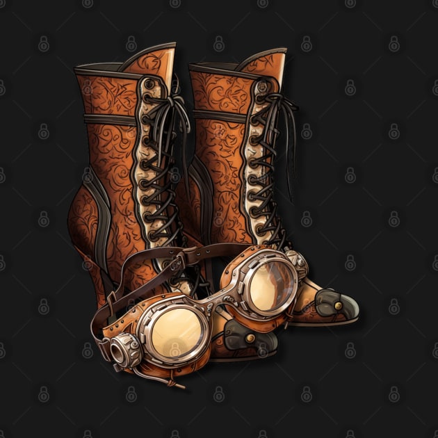 Steampunk Boots and Goggles by mw1designsart