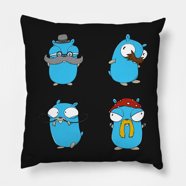 Mustached Gophers Pillow by MariaNinfa