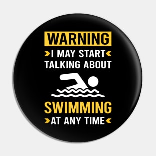 Warning Swimming Swim Swimmer Pin