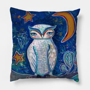 Owl and Golden Moon Pillow