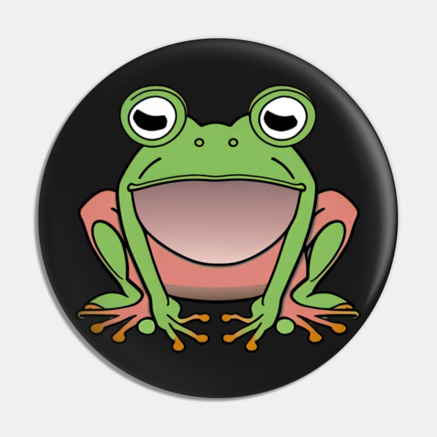 Big Green Cute Frog Cartoon Pin by Shadowbyte91
