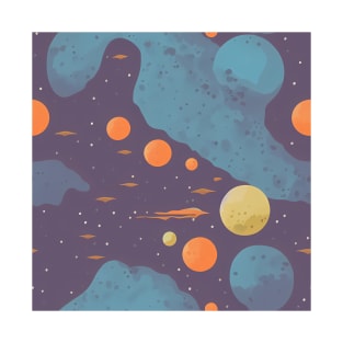 Celestial Stars, planets and Nebulas - Space Retro style T-Shirt