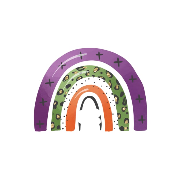 Trick or Teach, Funny and Cute Halloween for Teachers, Autumn Rainbow Arch by ThatVibe