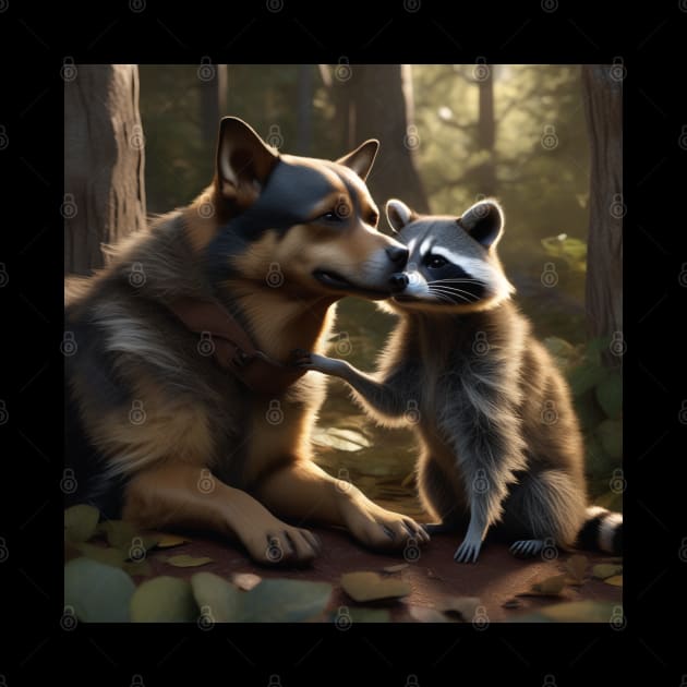 Cute Couples: A Dog and a Raccoon by Musical Art By Andrew