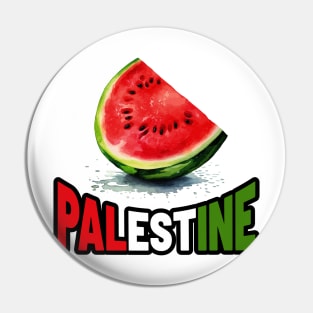 Palestine Watermelon - Bold Type Palestine Flag Color Pin