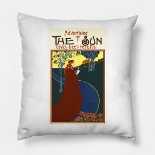 ADVERTISING in THE SUN Gives The Best Results by Louis Rhead Magazine Art Pillow