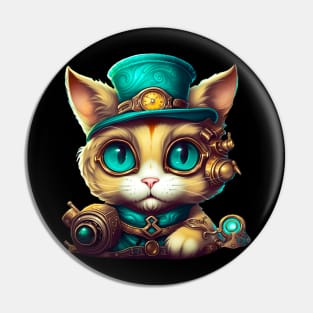 Steampunk Cat Steampunk Kitten Lovers For Women & Men Pin