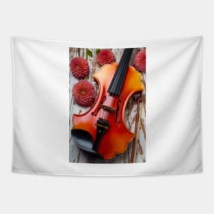 Dahlias And Baroque Violin Tapestry