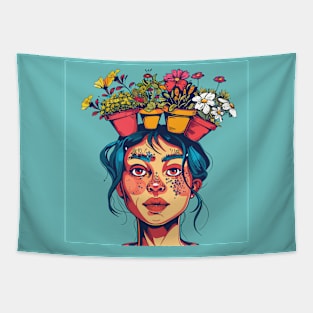 Woman with flowers Tapestry