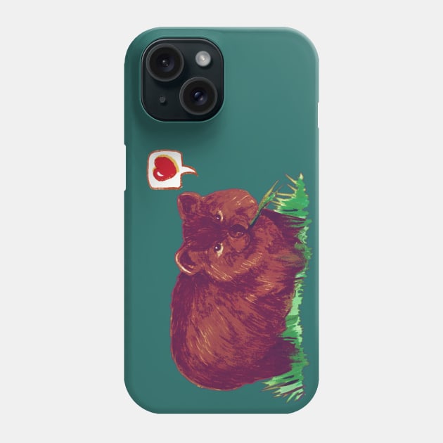 Wombat Love - Cute Cartoon Wombat Phone Case by FishWithATopHat