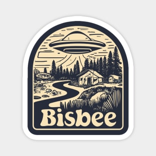 Vintage Bisbee Arizona UFO in Nature Art - Enigmatic Extraterrestrial Scene Magnet