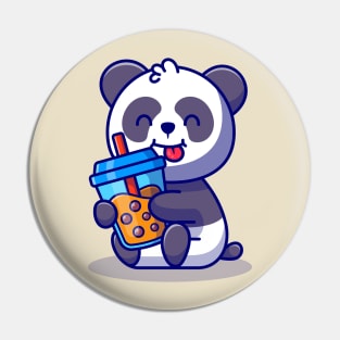 Cute Panda Hug Boba Milk Tea Cartoon Pin