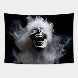 Halloween Ghost 6: Sinister Ghost Laughing on a Dark Background Tapestry