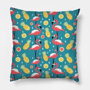 Tropical Flamboyance: Flamingo & Pineapple Extravaganza Pillow