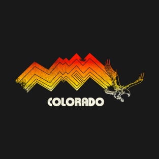 Retro Colorado Mountain Stripe Eagle Travel Tourist Souvenir T-Shirt
