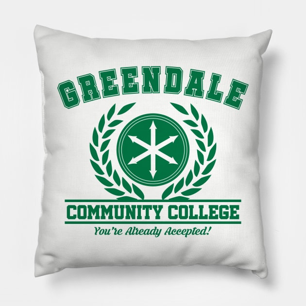 Greendale Community College Pillow by Vault Emporium